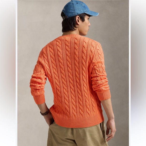 Polo Ralph Lauren Cable Knit Jumper Orange Pullover Sweater unisex - Picture 11 of 15